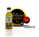 Botella de whisky miniatura del sello dorado de Ballantines de 12 años. 5CL 43 °