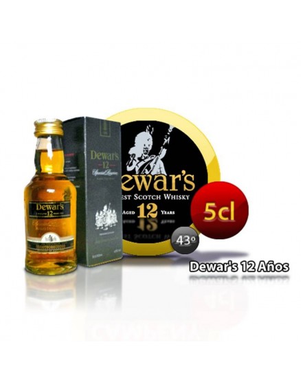 Whiskey DEWAR'S 12 years in 5 cl format.