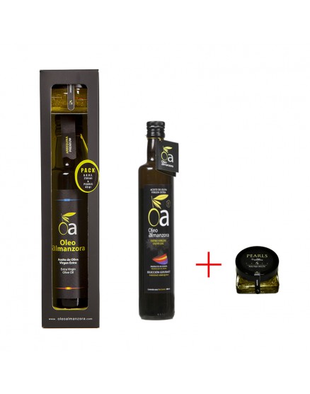 Olivenöl extra vergine OLEoalmanzora PREMIUM Box. (250 ml & Perlen 40 gr)